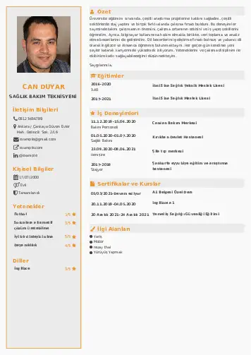 Hasta Bakıcı Cv Örnekleri cv indir